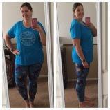 My favorite "birth" outfit....an ImprovingBirth.org t shirt with "vagina leggings" (LuLaRoe leggings with a leaf print that happens to look A LOT like vaginas)
